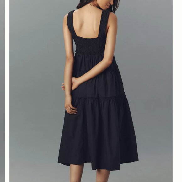 NEW MAEVE The Helena Square-Neck Smocked Tiered Midi Dress - Picture 3 of 17